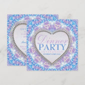 Lila blauwe Bohemische Glow Dinner Party uitnodigi Kaart (Voorkant / Achterkant)