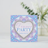 Lila blauwe Bohemische Glow Dinner Party uitnodigi Kaart (Staand voorkant)