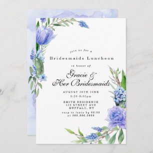 Lila Blauwe Floral Bridesmaids Luncheon Invitae
