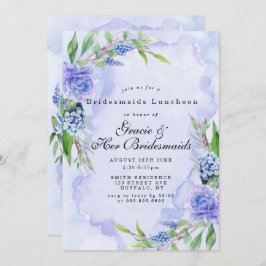 Lila Blauwe Floral Bridesmaids Luncheon Invitae