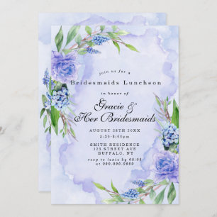 Lila Blauwe Floral Bridesmaids Luncheon Invitae