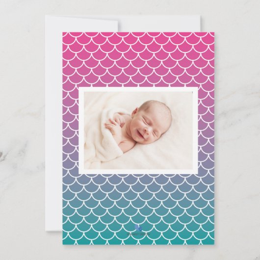 Lila Blauwgroen gradiënt Zeemeermin aankondiging g (Achterkant)