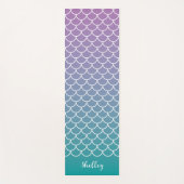 Lila Blauwgroen Gradiënt Zeemeermin Fishscale Yogamat (Voorkant)