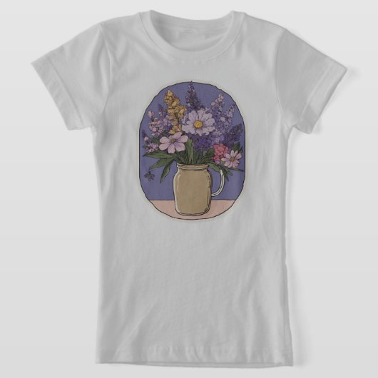 Lila bloeipot t-shirt (Laagn)