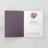 Lila bloem boeket pastoor's vrouw kaart (Binnen)