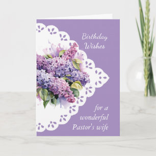 Lila bloem boeket pastoor's vrouw kaart