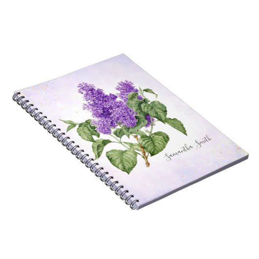 Lila bloem  botanische Paarse groene flora Notitieboek (Rechterzijde)