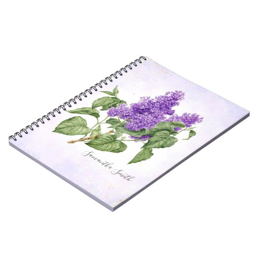 Lila bloem  botanische Paarse groene flora Notitieboek (Linkerzijde)