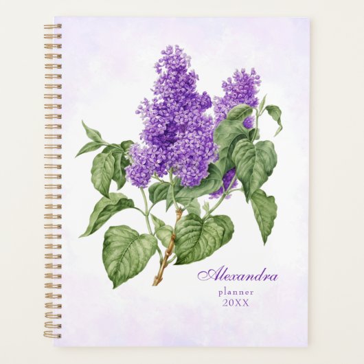 Lila bloem  botanische Paarse groene flora Planner (Voorkant)