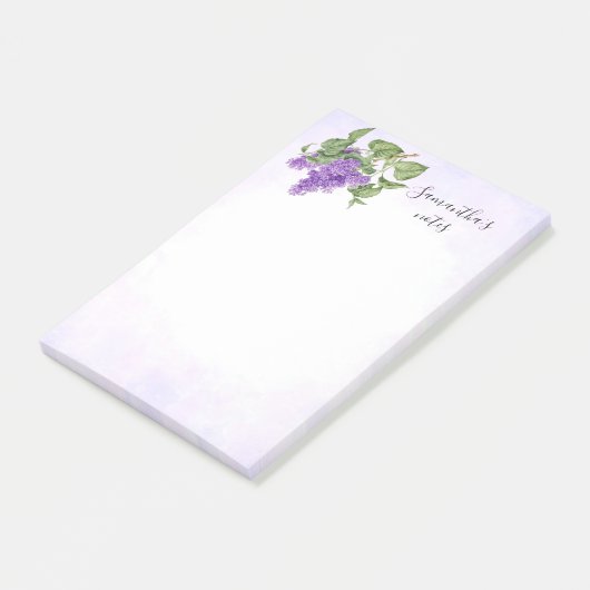 Lila bloem  botanische Paarse groene flora Post-it® Notes (Schuin)