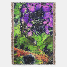 Lila bloem en bladeren met een geslepen mozaïek deken
