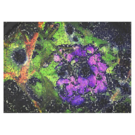 Lila bloem en bladeren met een geslepen mozaïek tafelkleed