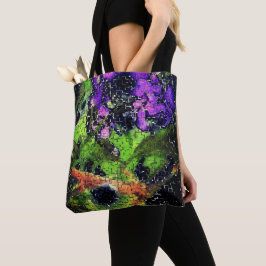 Lila bloem en bladeren met een geslepen mozaïek tote bag