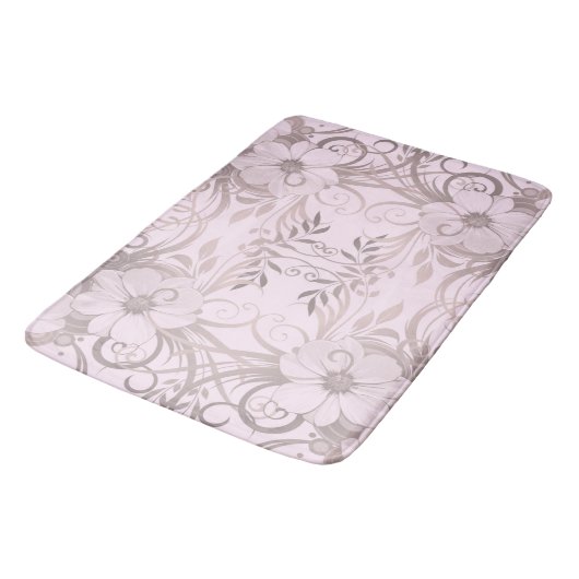 lila, bloem, fantasie, elegant, patroon, subtiel, badmat (Gekanteld)