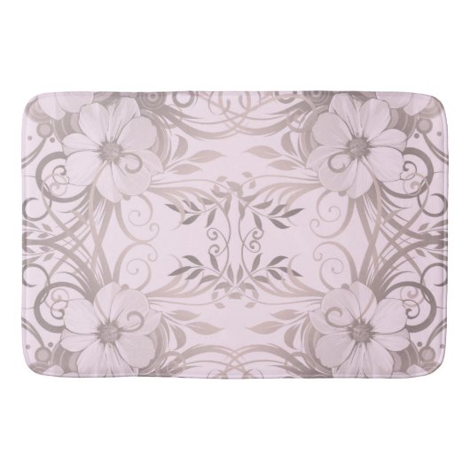 lila, bloem, fantasie, elegant, patroon, subtiel, badmat (Voorkant)