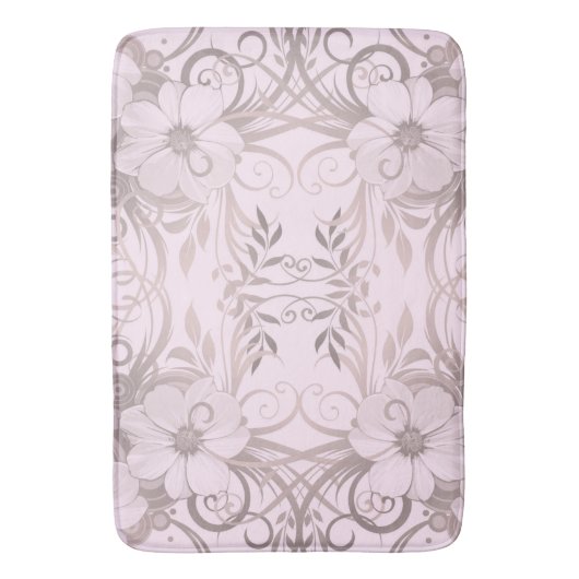 lila, bloem, fantasie, elegant, patroon, subtiel, badmat (Voorkant Verticaal)