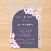 Lila Bloemboog Zomer Bachelorette Party Acryl Uitnodigingen (Voorkant)