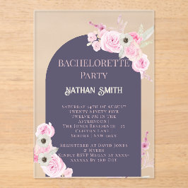 Lila Bloemboog Zomer Bachelorette Party Acryl Uitnodigingen