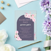 Lila Bloemboog Zomer Bachelorette Party Acryl Uitnodigingen (Insitu (Huwelijk))