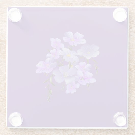 Lila bloembouquet glazen onderzetter (Achterkant)