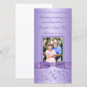 Lila Bloemen 60ste bruiloft Jubileum Fotokaart Bedankkaart (Voorkant / Achterkant)