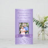 Lila Bloemen 60ste bruiloft Jubileum Fotokaart Bedankkaart (Staand voorkant)