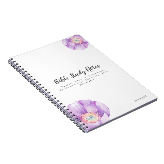 Lila bloemen Aangepaste Bijbelstudie Notitieboek (Rechterzijde)