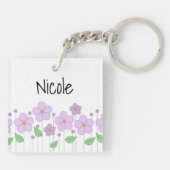 Lila Bloemen Acryl Sleutelhanger (Achterkant)