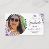 Lila Bloemen Afstuderen Foto Informatiekaartje (Voorkant)