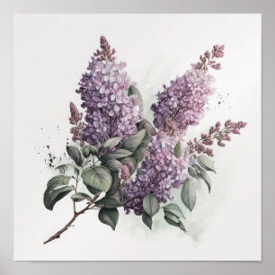 Lila Bloemen Art Print Poster