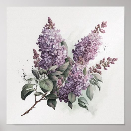 Lila Bloemen Art Print Poster (Voorkant)