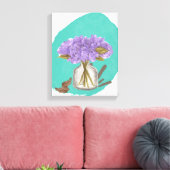 lila Bloemen - Bloemenwandkunst - 11x14 inch Canvas Afdruk (Insitu (Woonkamer))