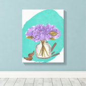 lila Bloemen - Bloemenwandkunst - 11x14 inch Canvas Afdruk (Insitu (Houten vloer))