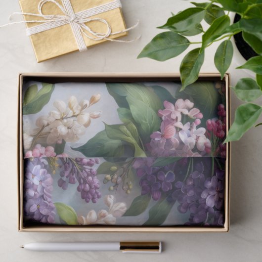 Lila Bloemen Botanische Waterverf Decoupage Tissuepapier (Geschenk)