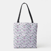 Lila bloemen canvas tas, monogrammen tote bag (Achterkant)