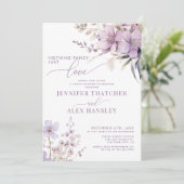 Lila bloemen | Casual receptie Kaart (Staand voorkant)