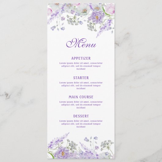 Lila Bloemen Classic Menu (Voorkant)