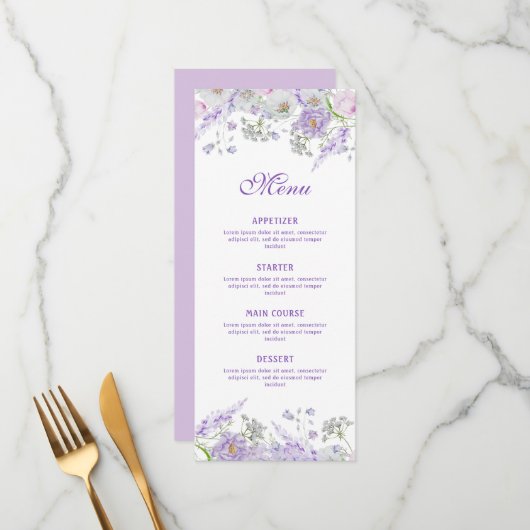 Lila Bloemen Classic Menu (Voorkant / Achterkant in situ)