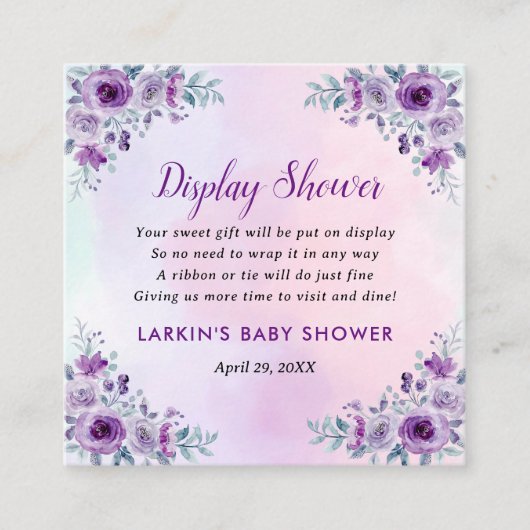 Lila Bloemen Display Douche Geen Cadeauverpakking  Informatiekaartje (Voorkant)