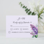Lila Bloemen Elegant Modern RSVP Kaartje (Staand voorkant)