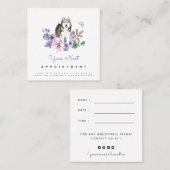 Lila bloemen en benoeming van Alaskan Malamute Dog Vierkante Visitekaartje (Voorkant / Achterkant)