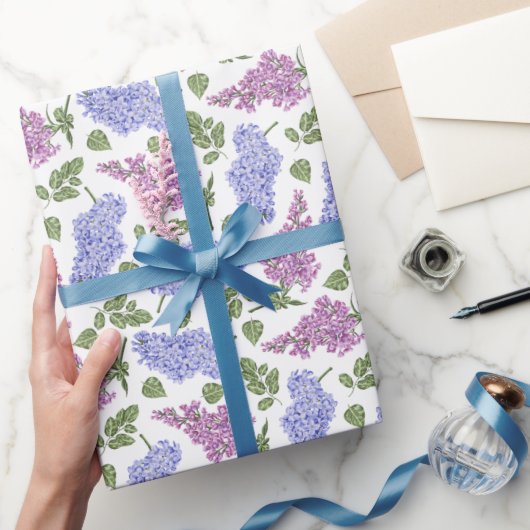 Lila bloemen en bladeren cadeaupapier (Geschenken)