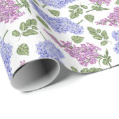 Lila bloemen en bladeren cadeaupapier (Rol Hoek)