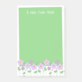 Lila bloemen en groene post-it notities post-it® notes (Voorkant)