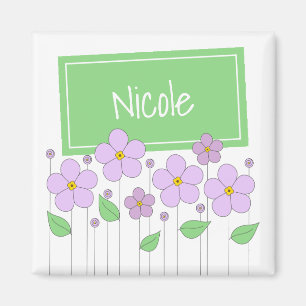 Lila bloemen en Label Magnet