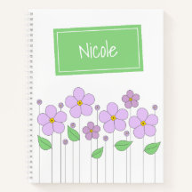Lila Bloemen en Label Notitieboek