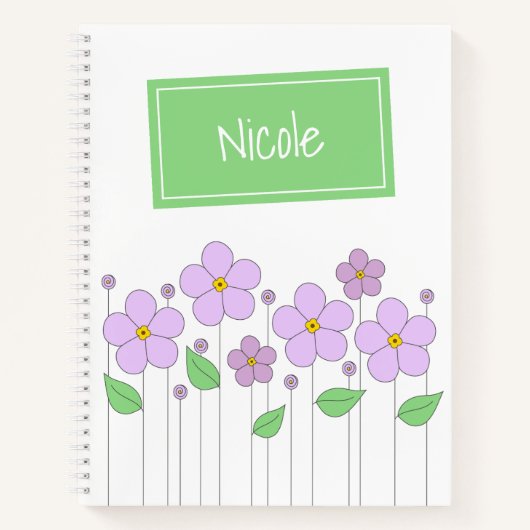 Lila Bloemen en Label Notitieboek (Voorkant)