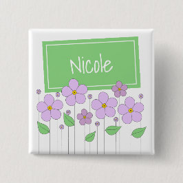 Lila Bloemen en Labels Button