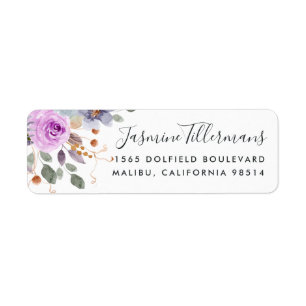 Lila bloemen Etiket voor het kantooradres van Fl