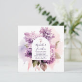 Lila Bloemen Foto Bijbel Verse Christelijk Bruilof Kaart (Staand voorkant)